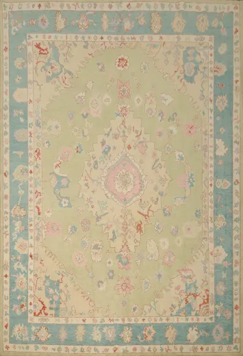 Handmade Green Oushak Vegetable Dye Area Rug 8x10