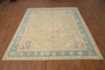 Handmade Green Oushak Vegetable Dye Area Rug 8x10