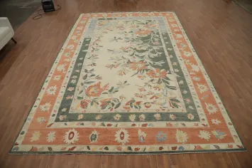 Floral Oushak Vegetable Dye Large Rug 10x15