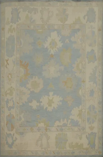 Vegetable Dye Blue Oushak Large Area Rug 9x12