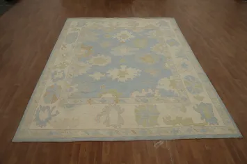 Vegetable Dye Blue Oushak Large Area Rug 9x12