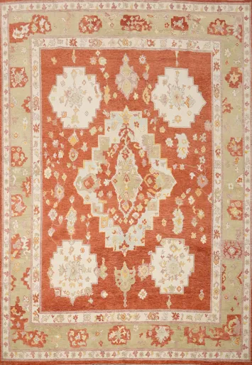 Orange Wool Oushak Vegetable Dye Area Rug 8x10