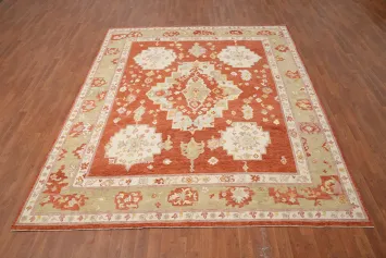 Orange Wool Oushak Vegetable Dye Area Rug 8x10