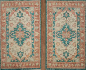 Set of 2 Oushak Vegetable Dye Rugs 2x3