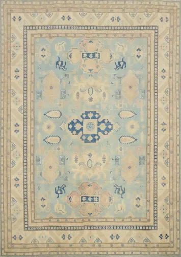 Light Blue Kazak Vegetable Dye Area Rug 8x10