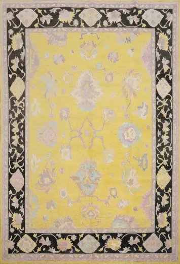 Vegetable Dye Yellow Oushak Large Area Rug 9x12