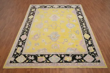 Vegetable Dye Yellow Oushak Large Area Rug 9x12