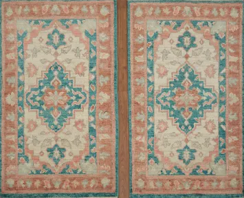 Set of 2 Oushak Vegetable Dye Accent Rugs 2x3