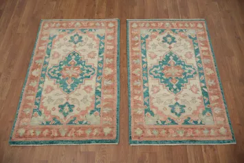 Set of 2 Oushak Vegetable Dye Accent Rugs 2x3