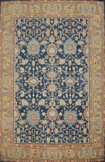 Blue Oushak Vegetable Dye Large Rug 11x14