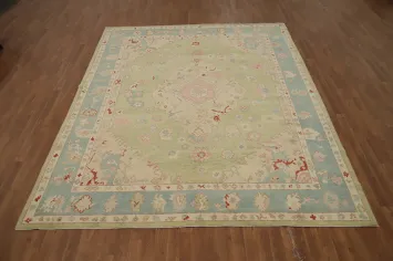 Light Green Medallion Oushak Vegetable Dye Area Rug 8x10