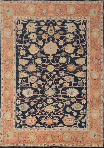 Dark Blue Oushak Vegetable Dye Area Rug 8x10