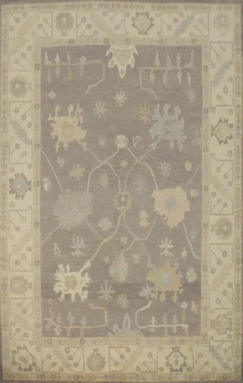 Handmade Gray Oushak Vegetable Dye Large Rug 10x14