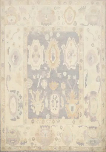 Gray Wool Oushak Vegetable Dye Area Rug 8x10