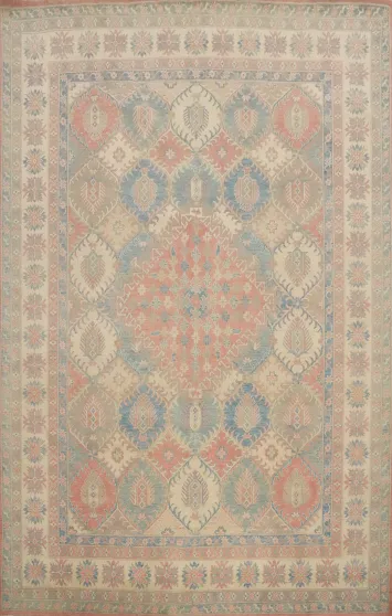 Vegetable Dye Kazak Geometric Wool Area Rug 9x12