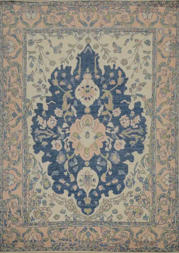 Handmade Blue Oushak Vegetable Dye Area Rug 8x10