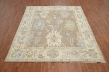 Vegetable Dye Brown Oushak Handmade Area Rug 8x9