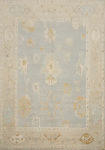 Gray Wool Oushak Vegetable Dye Area Rug 8x10