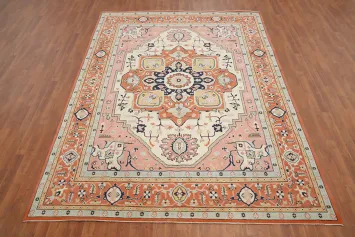 Geometric Wool Heriz Serapi Vegetable Dye Area Rug 8x10