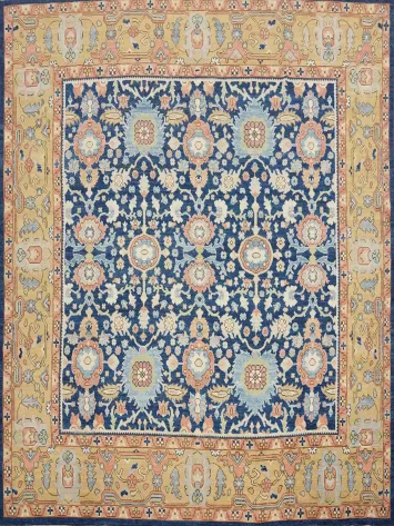 Vegetable Dye Blue Oushak Square Area Rug 10x10