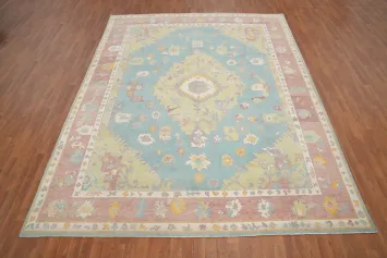 Light Blue Oushak Vegetable Dye Area Rug 9x12