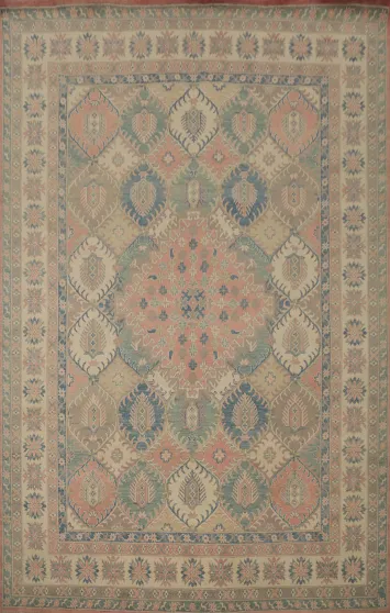 Geometric Wool Kazak Vegetable Dye Area Rug 9x12