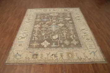 Brown Wool Oushak Vegetable Dye Area Rug 8x10