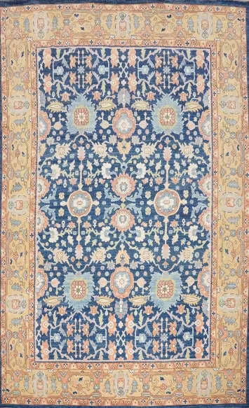 Blue Oushak Vegetable Dye Large Rug 10x14
