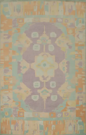 Pastel Purple Wool Oushak Vegetable Dye Large Rug 10x13