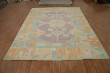 Pastel Purple Wool Oushak Vegetable Dye Large Rug 10x13