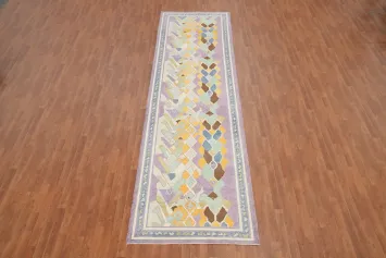 Vegetable Dye Oushak Handmade Runner Rug 4x15