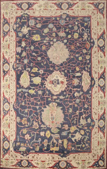 Blue Oushak Vegetable Dye Area Rug 9x12