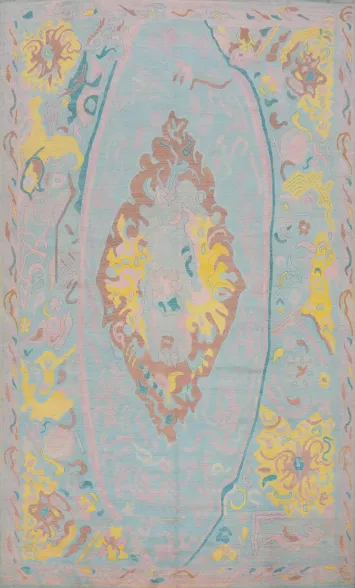 Vegetable Dye Light Blue/Pink Oushak Palace Rug 12x18