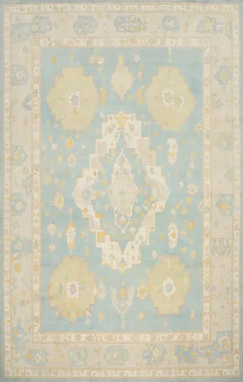 Vegetable Dye Blue Oushak Large Area Rug 9x12