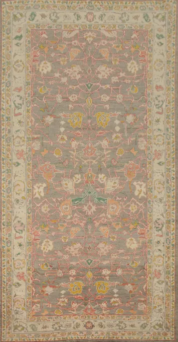 Floral Wool Oushak Vegetable Dye Area Rug 5x10