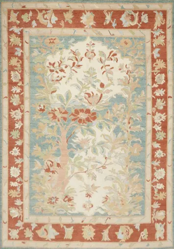 Floral Wool Oushak Vegetable Dye Area Rug 8x10