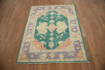 Handmade Green Oushak Vegetable Dye Rug 3x4