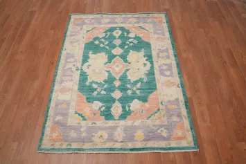 Handmade Green Oushak Vegetable Dye Rug 3x4