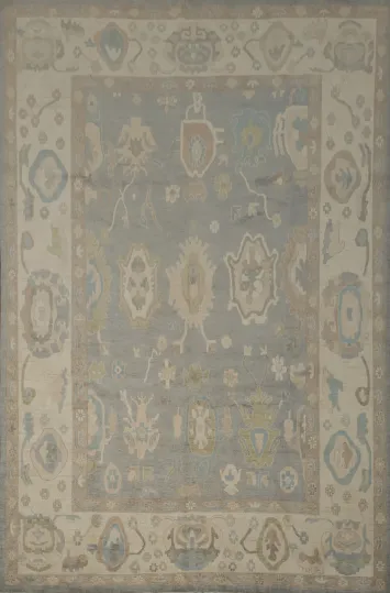 Vegetable Dye Oushak Gray Wool Large Rug 10x14