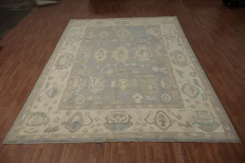 Vegetable Dye Oushak Gray Wool Large Rug 10x14