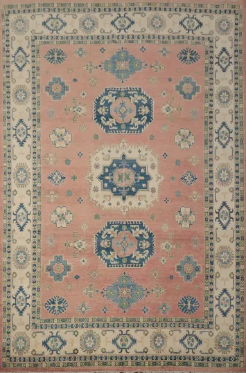 Vegetable Dye Kazak Geometric Large Area Rug 9x12