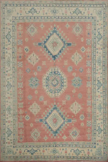 Vegetable Dye Kazak Geometric Area Rug 8x11