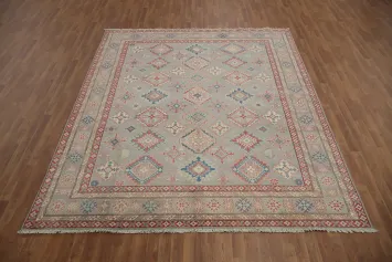 Geometric Kazak Vegetable Dye Area Rug 8x10