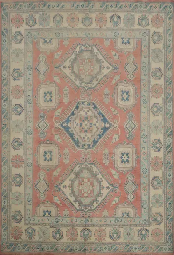 Vegetable Dye Kazak Geometric Wool Area Rug 8x10