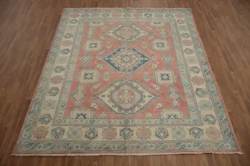 Vegetable Dye Kazak Geometric Wool Area Rug 8x10