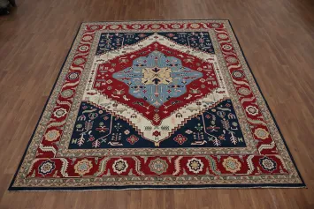 Red & Blue Heriz Serapi Vegetable Dye Area Rug 8x10