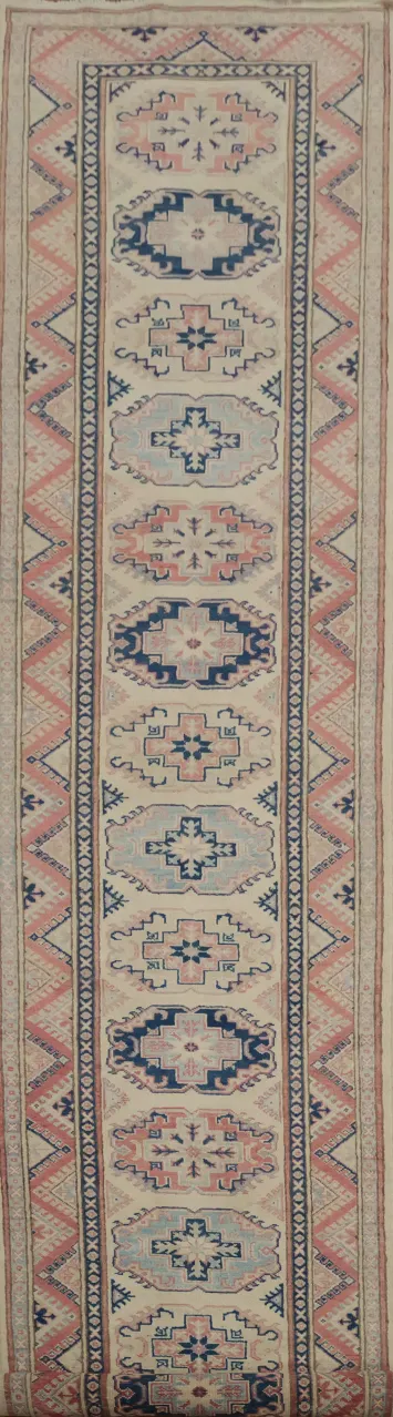 Vegetable Dye Kazak Wool Runner Rug 3x16