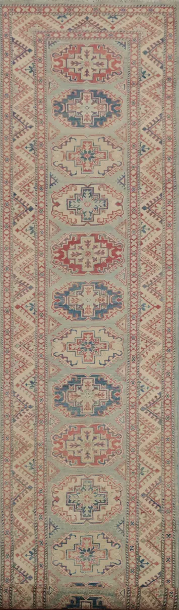 Vegetable Dye Kazak Oriental Runner Rug 3x14