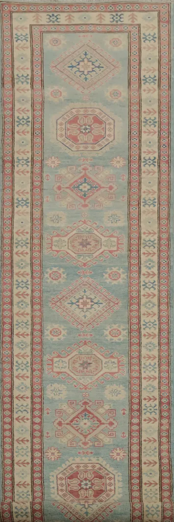 Vegetable Dye Kazak Wool Runner Rug 3x13