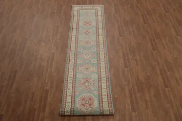 Vegetable Dye Kazak Wool Runner Rug 3x13